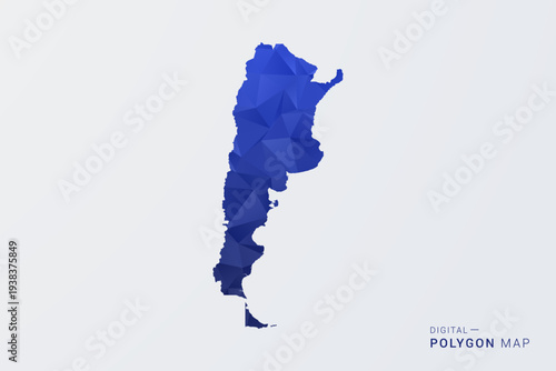 Argentina Map - Polygon Style Vector Illustration in Deep Blue Gradient, Low Poly Geometric Design, Clean Silhouette Isolated on White Background for Infographics.