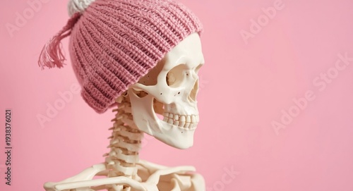 close up of a skeleton wear...