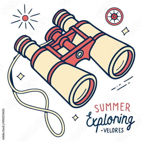 Exploring the wilderness with a pair of binoculars and a journal Vector