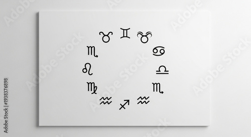 Zodiac Signs Circle on White Background - Astrological Symbols.