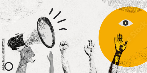 Abstract illustration of communication protest and observation