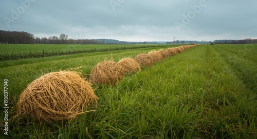 Dry hay balls placed in a s...