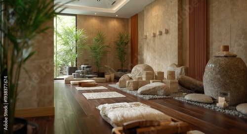 Zen inspired spa interior w...
