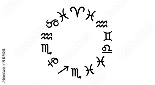 Zodiac Signs Circle - A Celestial Wheel of Astrological Symbols.
