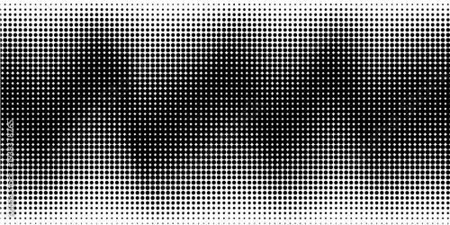 Grunge halftone gradient background. Faded grit noise texture. White and black sand wallpaper. Retro pixelated backdrop. Anime or manga style comic overlay. Vector graphic design textured template