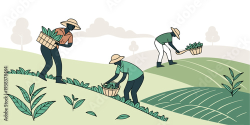 A group of people engaging in various outdoor activities in a lush green park. Vector