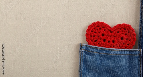Decorative red crocheted he...