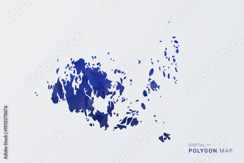 Aland Islands Map - Polygon Style Vector Illustration in Deep Blue Gradient, Low Poly Geometric Design, Clean Silhouette Isolated on White Background for Infographics.