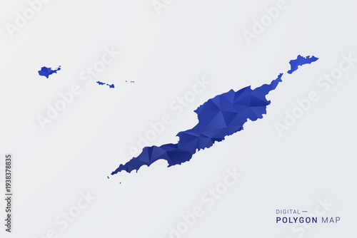 Anguilla Map - Polygon Style Vector Illustration in Deep Blue Gradient, Low Poly Geometric Design, Clean Silhouette Isolated on White Background for Infographics.
