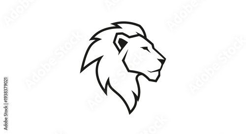 Simple Line Drawing of Lion Head Profile.
