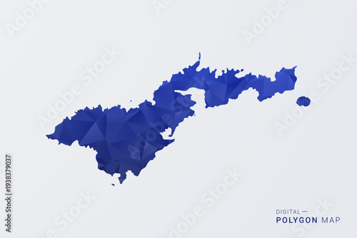 American Samoa Map - Polygon Style Vector Illustration in Deep Blue Gradient, Low Poly Geometric Design, Clean Silhouette Isolated on White Background for Infographics.