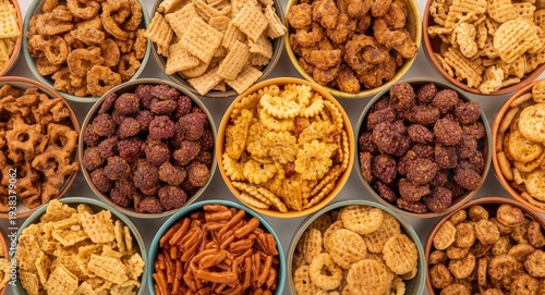 Assorted crunchy snacks ass...