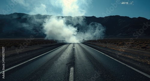 Cold white smoke above dark...