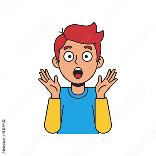 Surprised Boy Expressing Amazement with Wide Eyes and Open Mouth