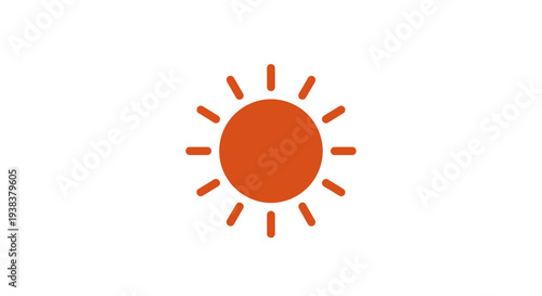 Simple Orange Sun Icon Symbol.