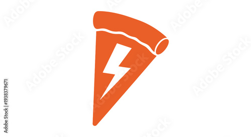 Slice of pizza with lightning bolt.