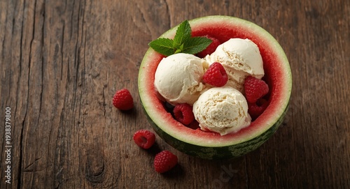 A watermelon bowl filled wi...