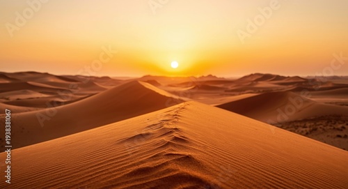 Calm golden desert dunes at...