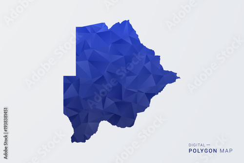 Botswana Map - Polygon Style Vector Illustration in Deep Blue Gradient, Low Poly Geometric Design, Clean Silhouette Isolated on White Background for Infographics.