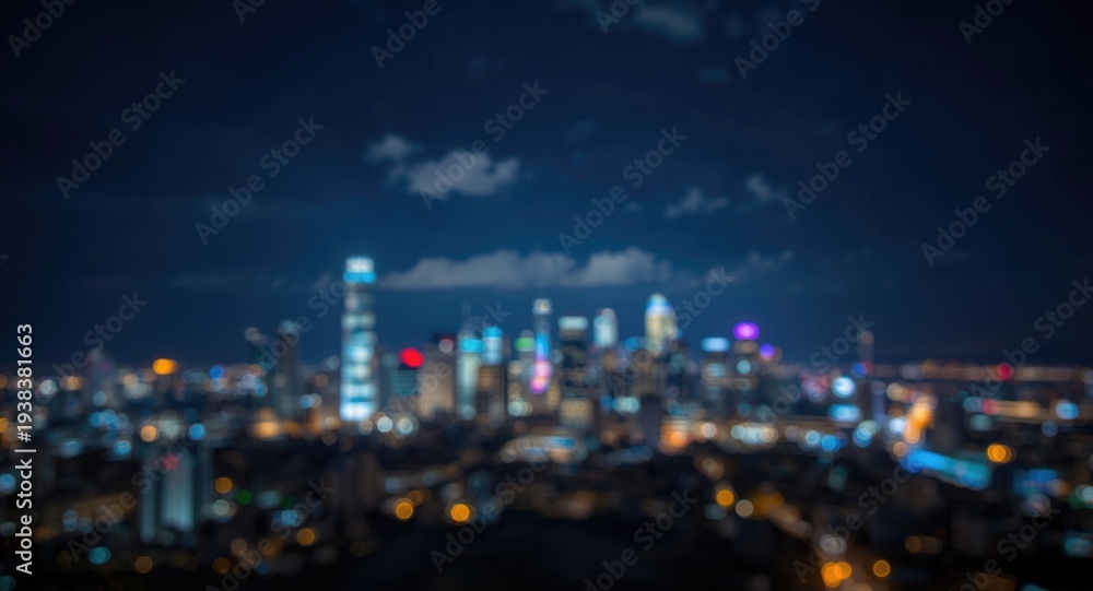 Fototapeta premium brightly illuminated city skyline showing vibrant night architecture