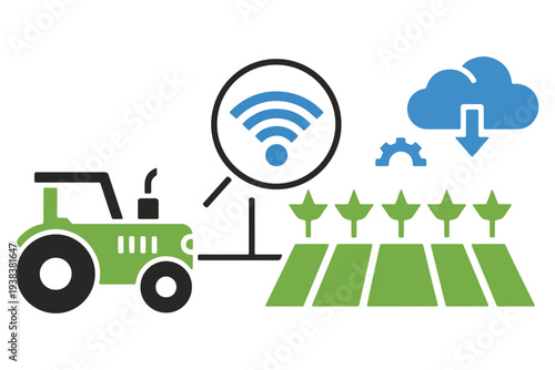 Smart Farming Innovation Agriculture Solid Icon Vector Symbol
