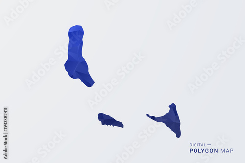 Comoros Map - Polygon Style Vector Illustration in Deep Blue Gradient, Low Poly Geometric Design, Clean Silhouette Isolated on White Background for Infographics.
