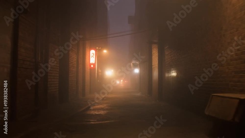 Eerie Urban Alleyway at Night A Cinematic Exploration of Darkness.
