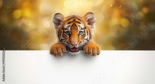 Cheerful tiger cub explorin...
