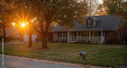 A glowing autumn sunrise li...