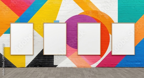 Bright mural featuring abst...