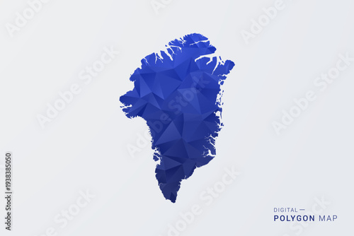 Greenland Map - Polygon Style Vector Illustration in Deep Blue Gradient, Low Poly Geometric Design, Clean Silhouette Isolated on White Background for Infographics.