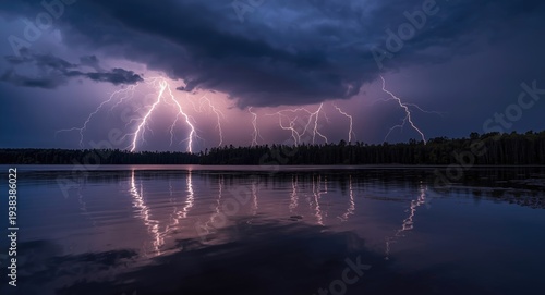 Dramatic lightning flashes ...