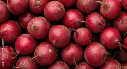 Detailed view of bright red...