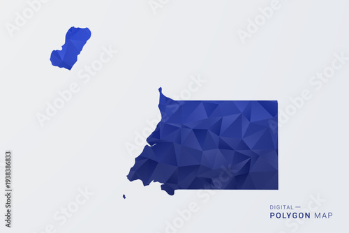 Equatorial Guinea Map - Polygon Style Vector Illustration in Deep Blue Gradient, Low Poly Geometric Design, Clean Silhouette Isolated on White Background for Infographics.