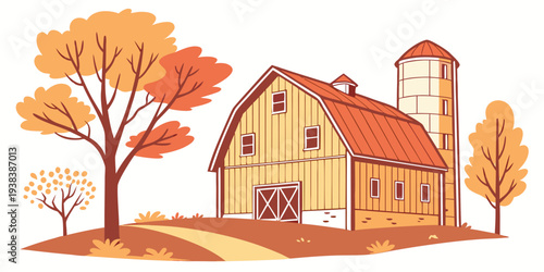 A picturesque autumn scene with a quaint house and colorful trees Vector