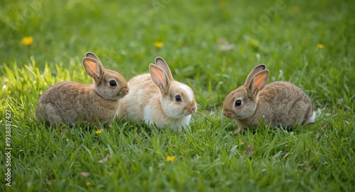 Charming pet rabbits playin...