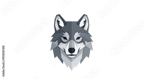 Smiling wolf head illustration closeup.