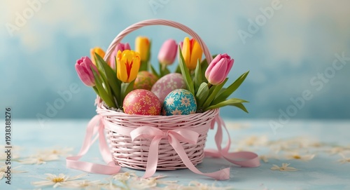 Vibrant Easter eggs and col...
