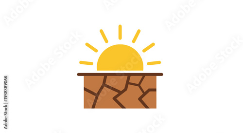 Sun Rising Over Dry Cracked Earth.