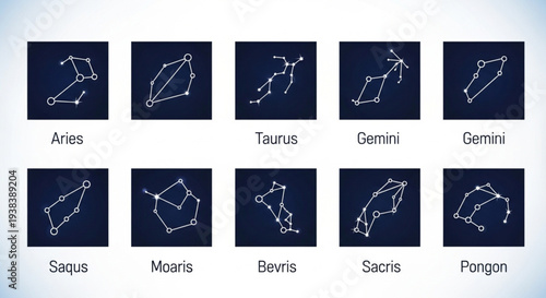 Zodiac Constellations - A Celestial Map of Astrological Signs.