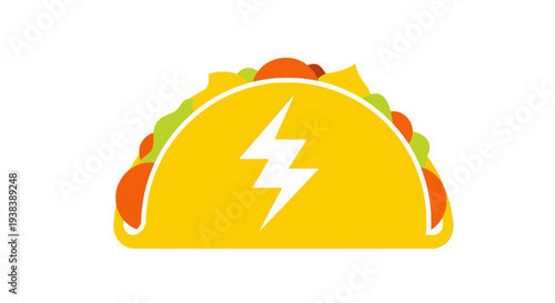 Taco with Lightning Bolt on Yellow Shell.