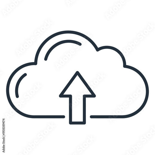 Cloud Upload Icon - Data Storage and File Transfer Concept in Flat Design Style