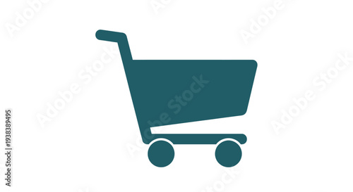 Teal Shopping Cart Icon Symbol.