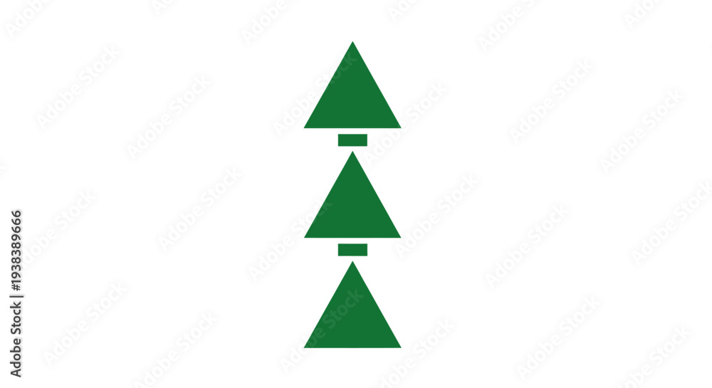 Obraz premium Three green triangle shapes stacked vertically.