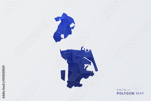 Macao Map - Polygon Style Vector Illustration in Deep Blue Gradient, Low Poly Geometric Design, Clean Silhouette Isolated on White Background for Infographics.