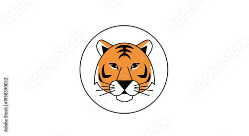 Tiger Head Illustration in Circle.
