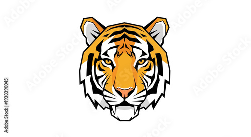 Tiger Head Illustration Orange Black Stripes.