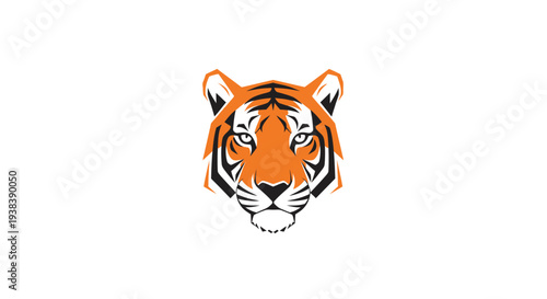 Tiger Head Illustration Orange Black Stripes.