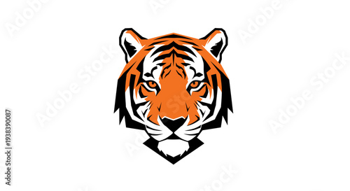 Tiger Head Illustration Orange Black White.