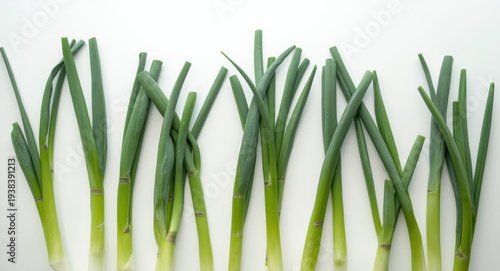 Green spring onions arrange...